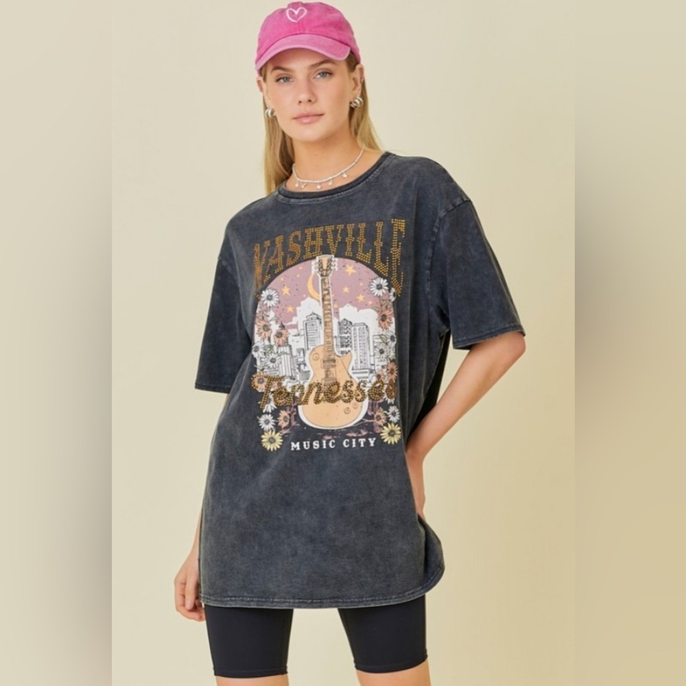 Washing nashville music city women’s graphic t-shirts